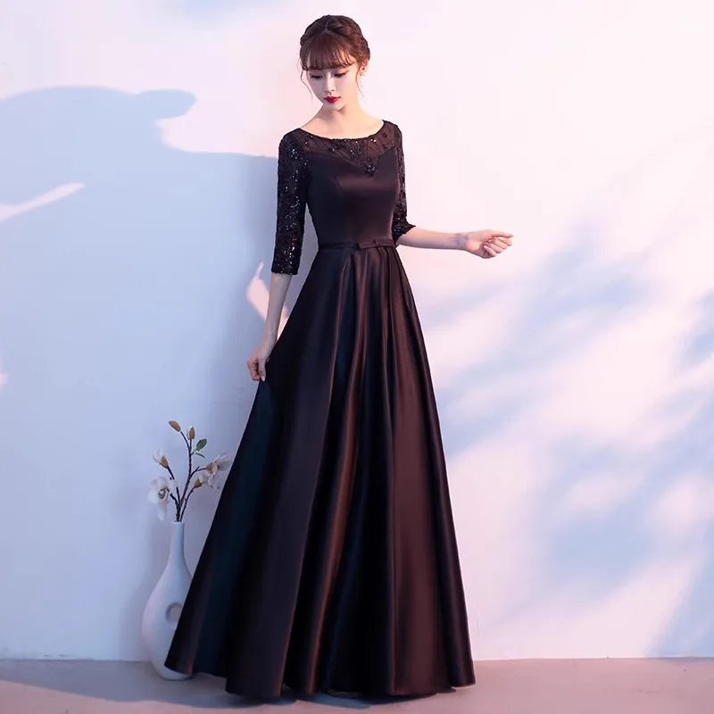 코러스 코스튬 롱 호스트 포멀 원피스, 고급스러운 연회 의상, 2024 신상 여성