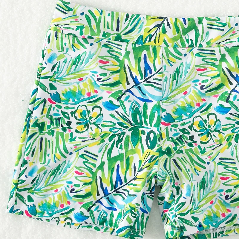 2025 Summer Women's Floral Bikini Set Sexy Push-Up Square Cut Shorts Pure Desire Aesthetic Swimwear Holiday Crop Tops Beachwear