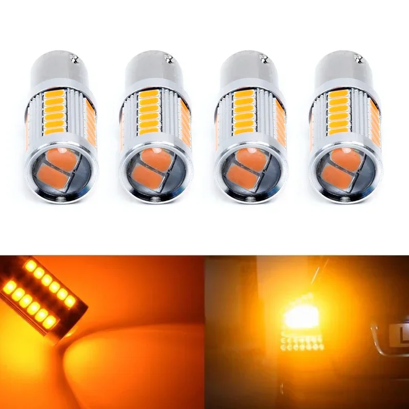 

Lamp Signal Lights 12V DC Vehicles Easy Installation High Brightness Amber BAU15S Brake Bulb PY21W Reverse Turn 33SMD 4Pcs