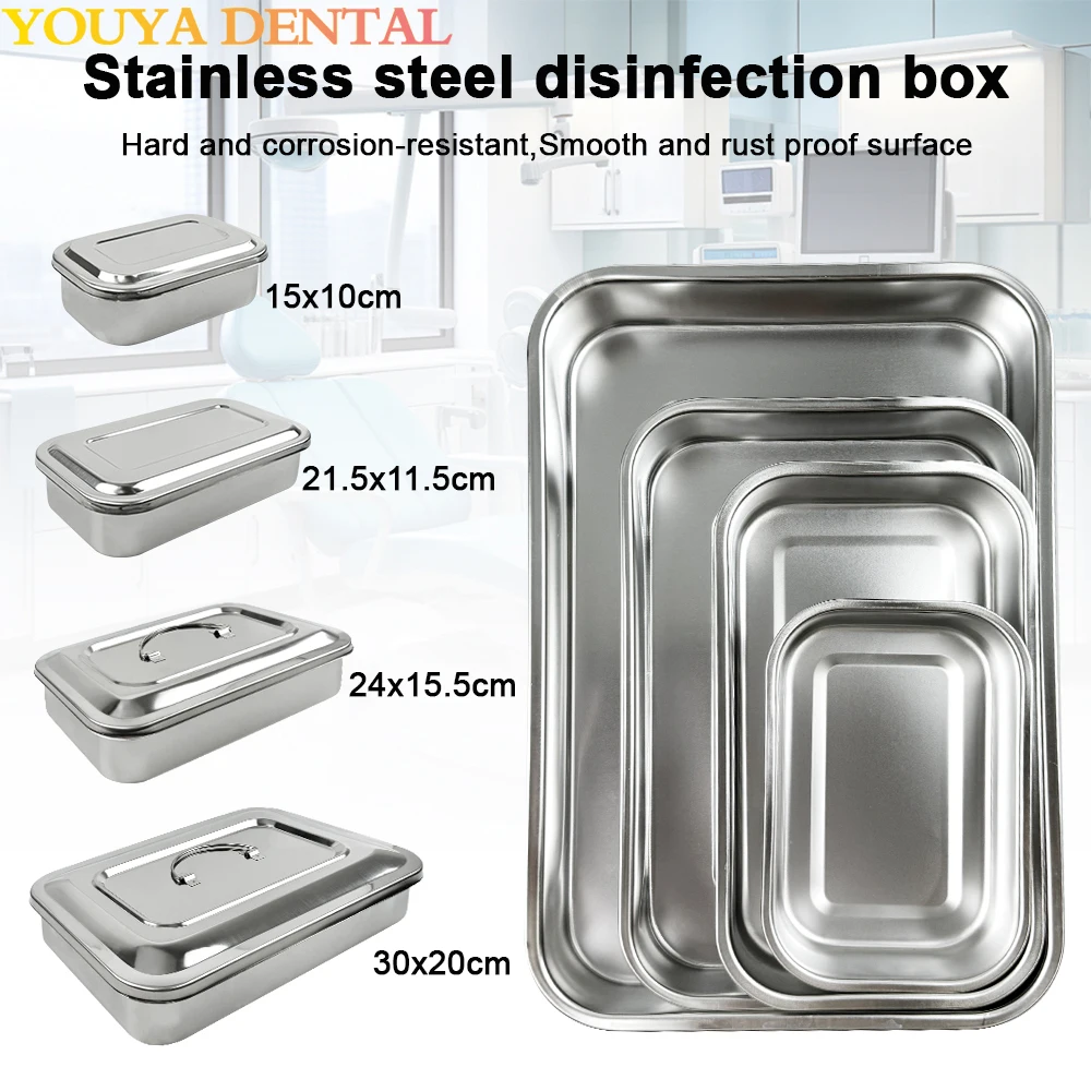 Stainless Steel Dental Disinfection Box With Lid Surgical Equipments Tool Sterilizer Container Dentist Storage Box Dental Tray