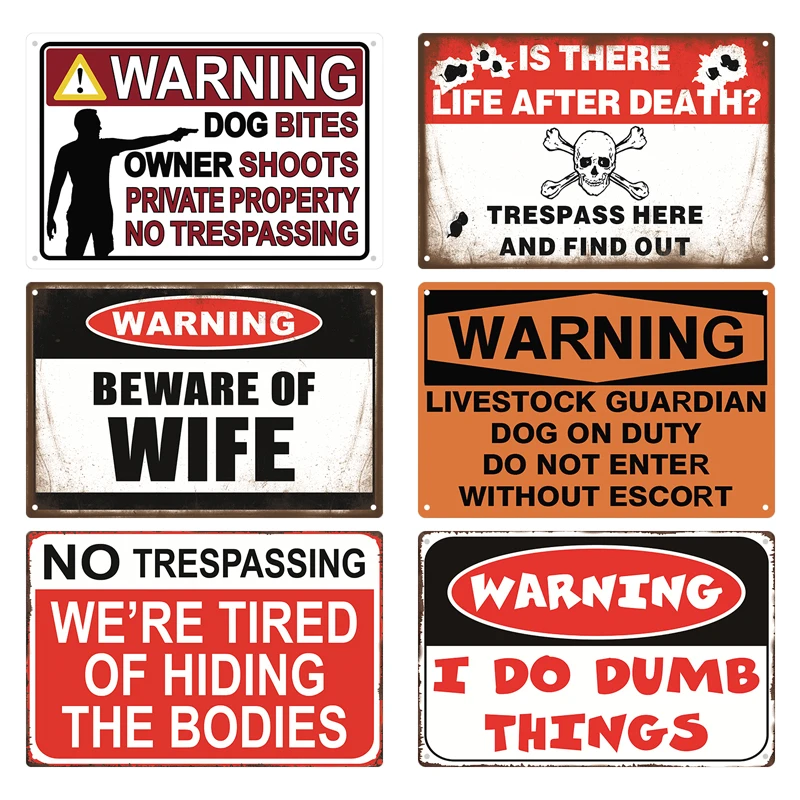 Warning Metal Sign Vintage Plaque Metal Caution Area 51 No Trespassing Retro Garden and Yard Caution Tin Sign Garage Park Decor