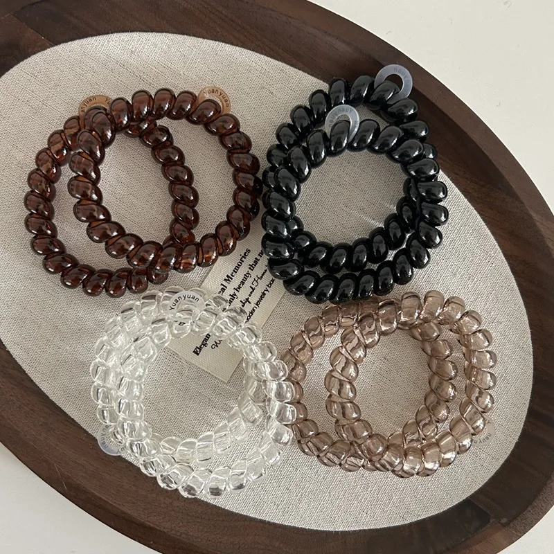 2PCS/Set Telephone Elastic Hair Bands Hair Ties Women Girls Ponytail Holder Plastic Spiral Hair Rope Gum Hair Accessories Basic