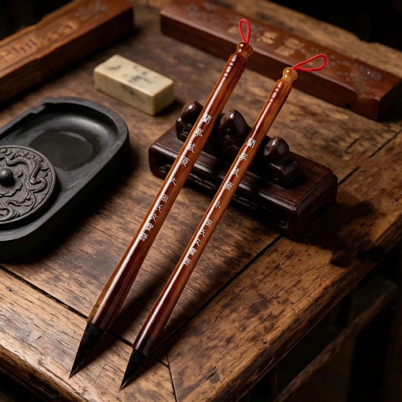 handmade-rat-whisker-small-regular-script-calligraphy-brush-black-tip-for-slender-gold-style-practice-art-supply-fine-durable