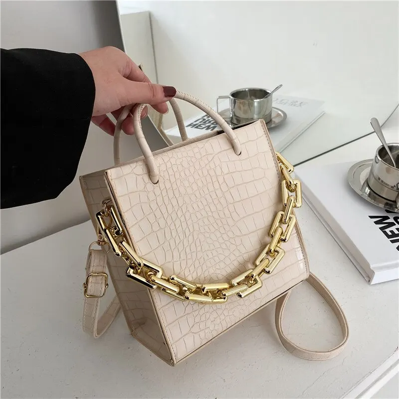 Versatile Women Bag Chain Strap Wide Chain Golden Luxury Fashion Bag Accessories Fashion Chain Bag