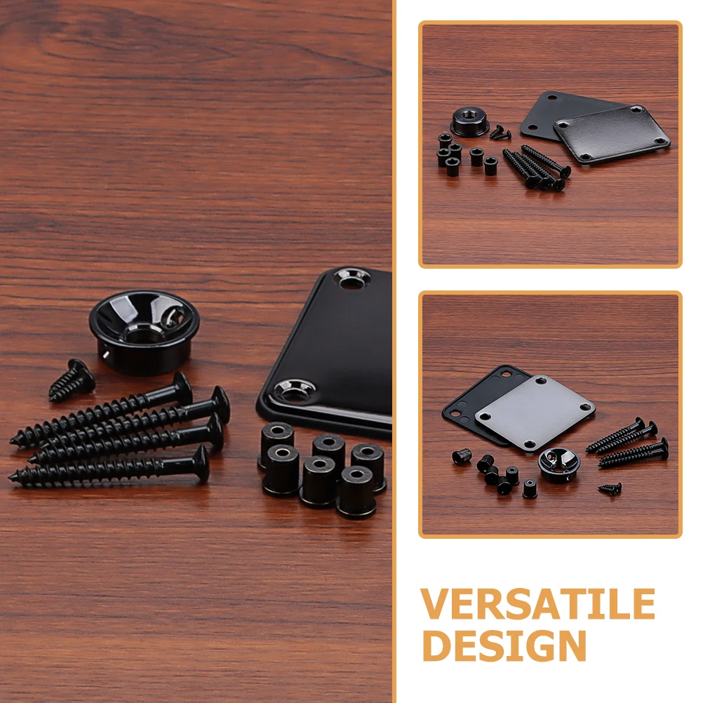 

Reinforcement Board Set Black Guitar Neck Plate Durable Metal Mounting Electric Bass Part Screws Accessories Replacement neck
