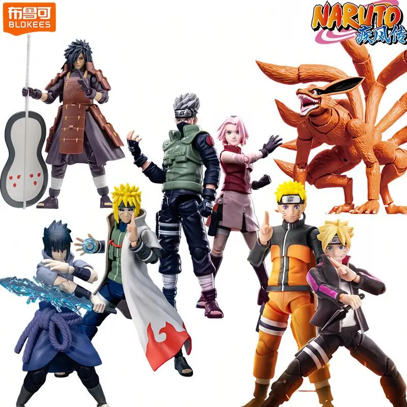 Blokees Naruto Minato Namikaze Kakashi Hatake Sasuke Uchiha Naruto Uzumaki Kurama, Modelo de Ensamblaje, Clase Campeón, Juguete de Anime, Regalo