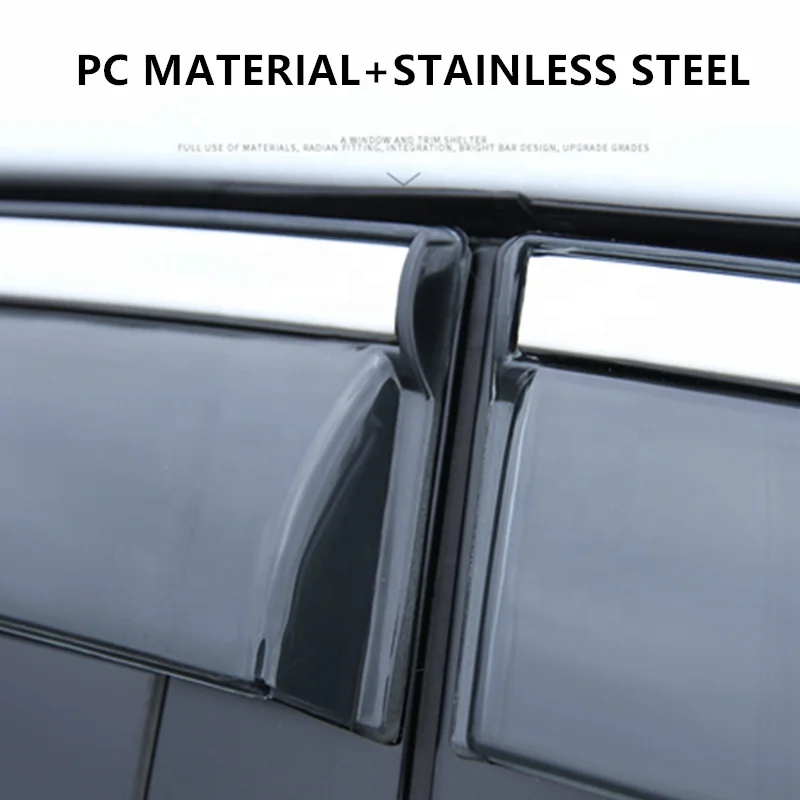 Durable Wind Deflector Rain Guard Fit For MITSUBISHI XPANDER 2017+, Injection+Stainless Steel Window Visor Sun Shade