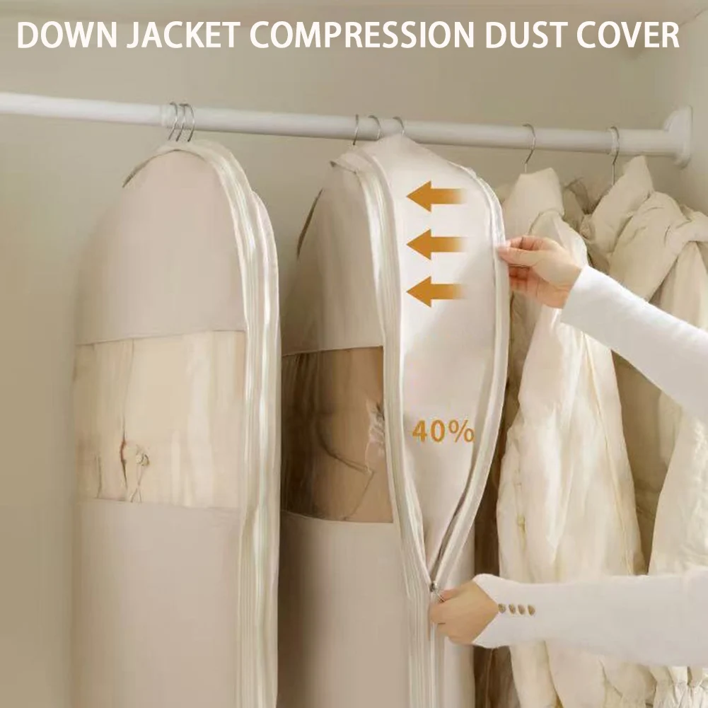 

1/3PCS Clothes Dustproof Bag Household Hanging Clothes Compression Bags Coat Suit Cover Space Saving Closet Clothing Organizer