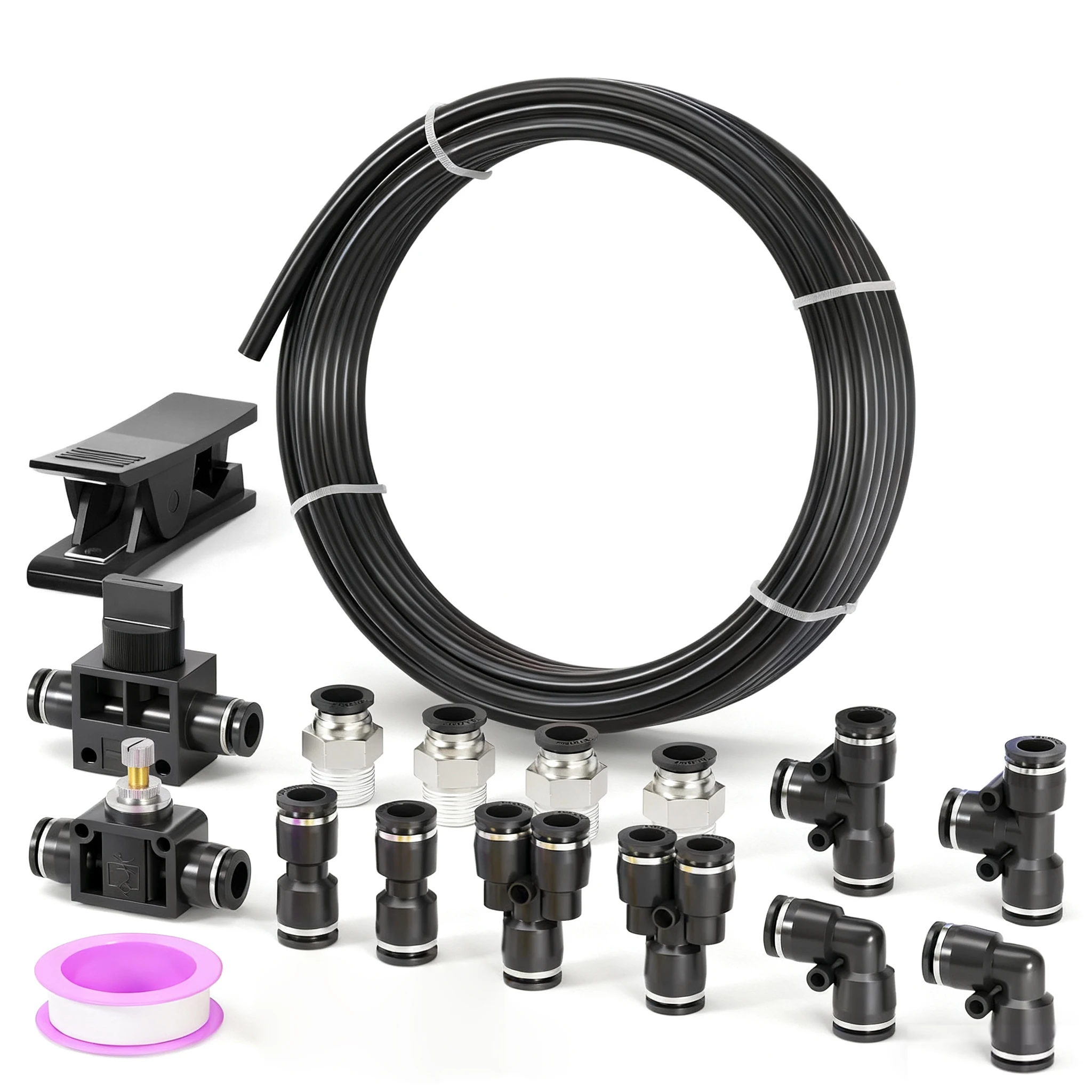 

Pneumatic black tube 6/8/10mm outer diameter 10m 32.8 feet polyurethane air tube kit hose or fluid conveying pneumatic tube