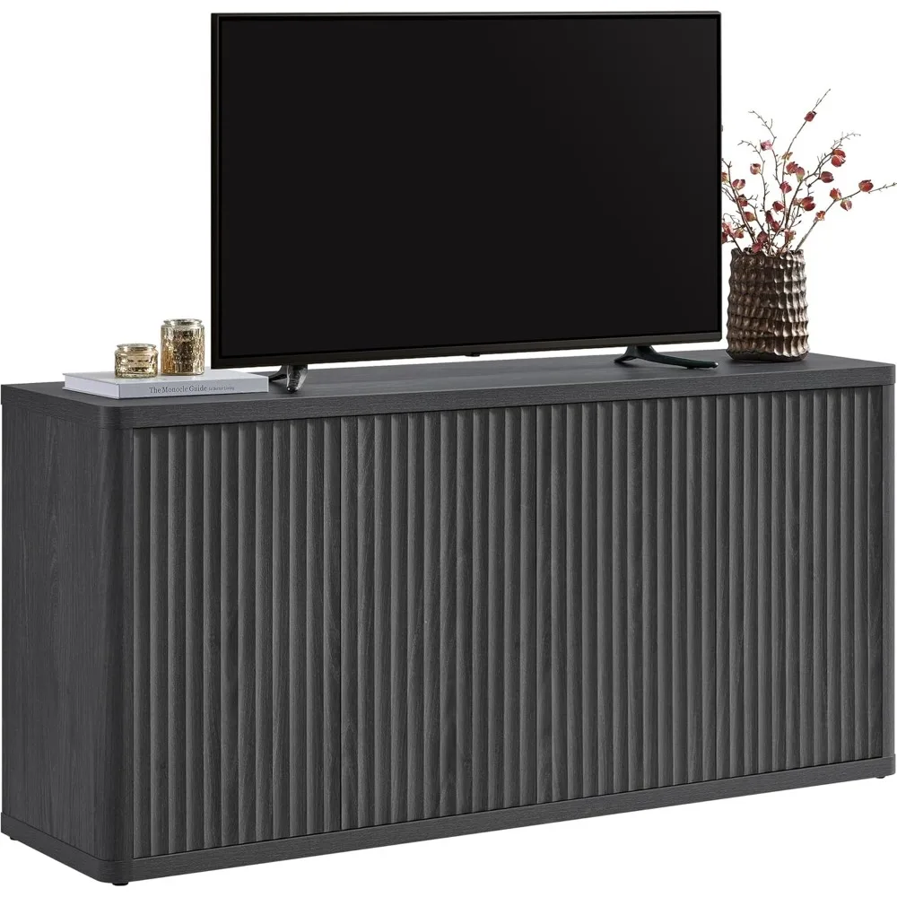 حوامل تلفزيون لغرفة المعيشة - مركز ترفيهي مع مساحة تخزين للتلفزيون مقاس 65 بوصة، حامل تلفزيون حديث طويل مخدد