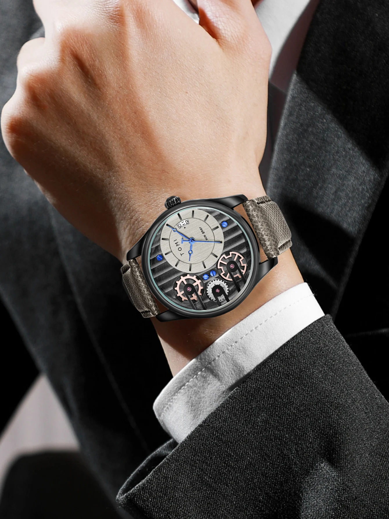 Tomi Herren Geschenk box Kombination Set Uhr Luxus und einfache Business abnehmbare Armband Quarzuhr Herren uhr Festival Geschenk – Detail 9