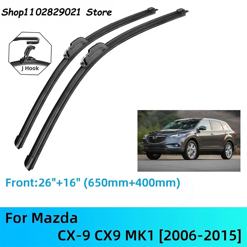 

For Mazda CX-9 CX9 MK1 Front Rear Wiper Blades Brushes Cutter Accessories J U Hook 2006-2015 2009 2010 2011 2012 2013 2014 2015