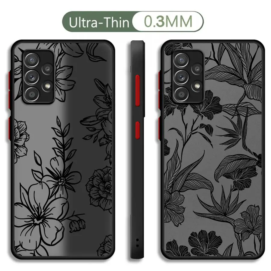 Funda de teléfono Line Flower Art para Samsung Galaxy A24 A72 A22 A14 A73 A23 A13 A32 A53 A54 A34 A52 5G A33 funda de lujo