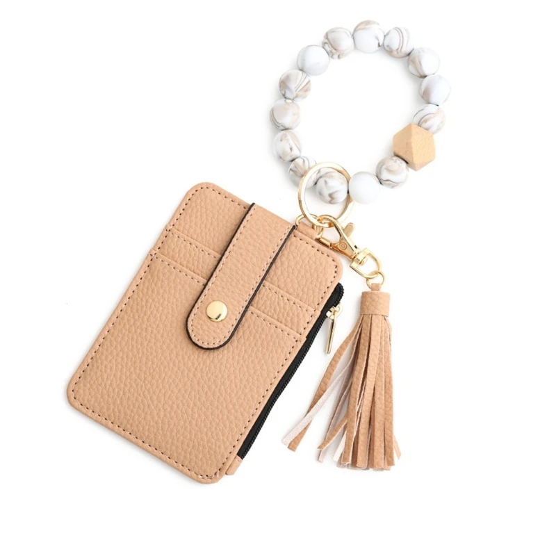 Waterproof Silicone Ring Bracelet With Attached Leather Miniature Wallet Accessory For Practical Daily Use