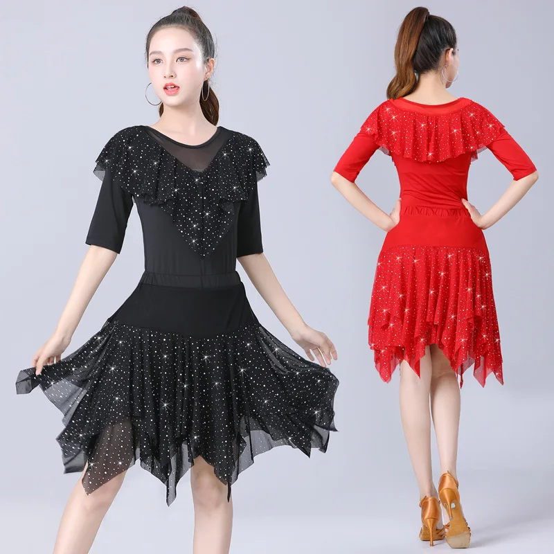 

Latin Dress Adult Skirt Set Dance Glitte Performance Costume Professional Practice Dress women clothing