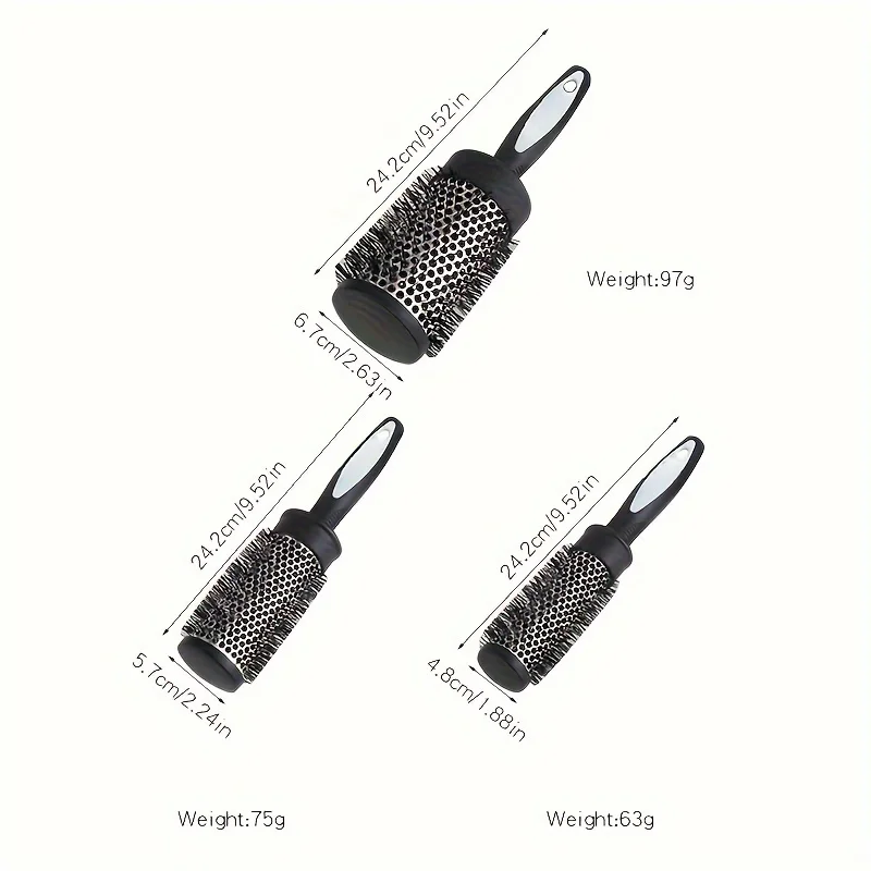 Round Hair Brush for Styling and Drying - ABS Handle Plastic Bristle Normal Hair Finishing Comb - Nylon Round Curling Roller Bru