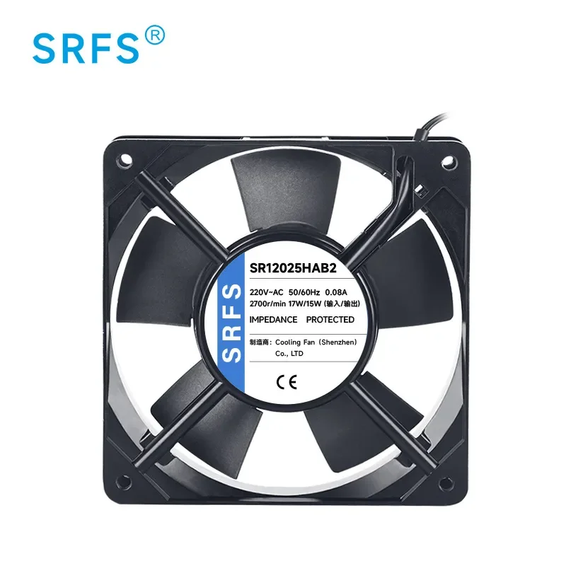 AC12025 Cooling Fan for 12cm Chassis Server 220V Axial Flow Industrial Ball Bearing Exhaust Fan
