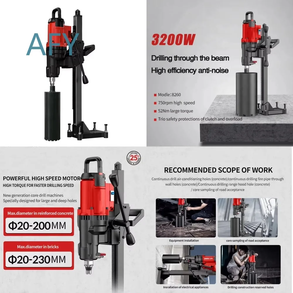 High Power Impact Drill for TGS 9230 KWM 3600W Electric Concrete Drill 230mm with Water Source Diamond Bit Support for