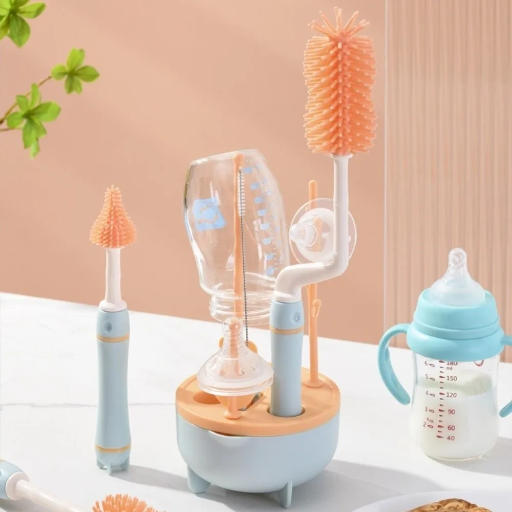 

Soft Head Baby Bottle Cleaner Set 360 Degree Rotation Nipple Dropper Bottle Cleaning Brush Handheld Long Handle