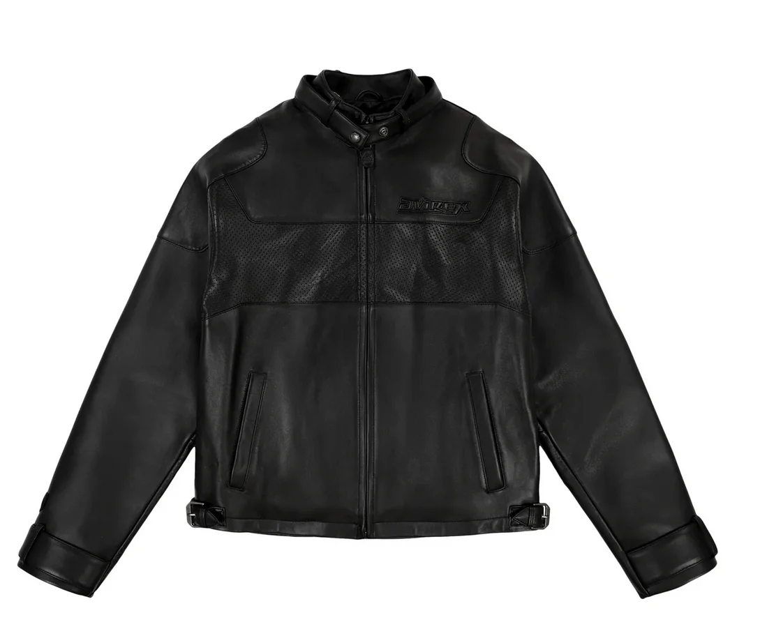 AVIREX New Black Sports Casual European Lambskin Jacket Men's Leather Racing Clothing BLACK-OUT RACING JACKET coat tops