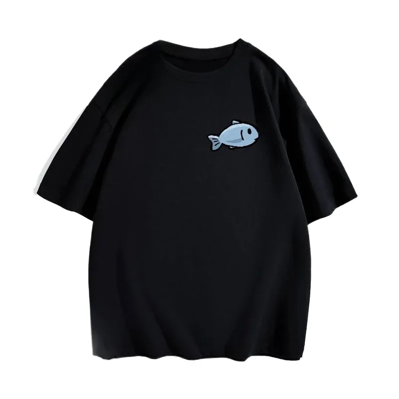 

Print Couple T Shirt Short Sleeve O Neck T-shirt Women Man Tee Shirt Tops Cute Tiddler and Kitten Print T-shirts Funny Shirt