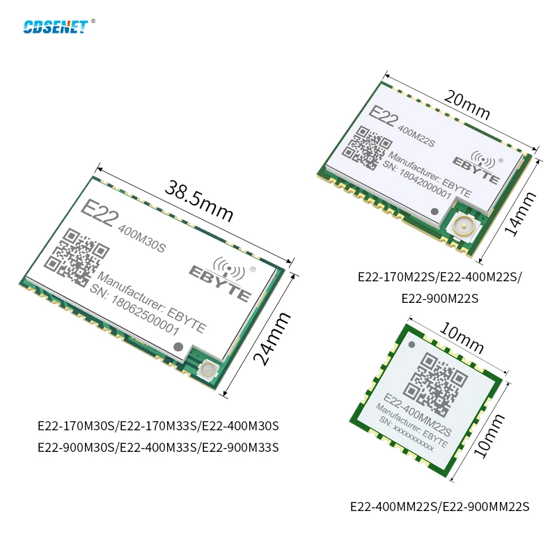 170/433/868/915MHz LoRa Wireless Transceiver E22 Module with Antenna SX1262 22-33dbm 5-16km SMD TCXO Transmitter Receiver