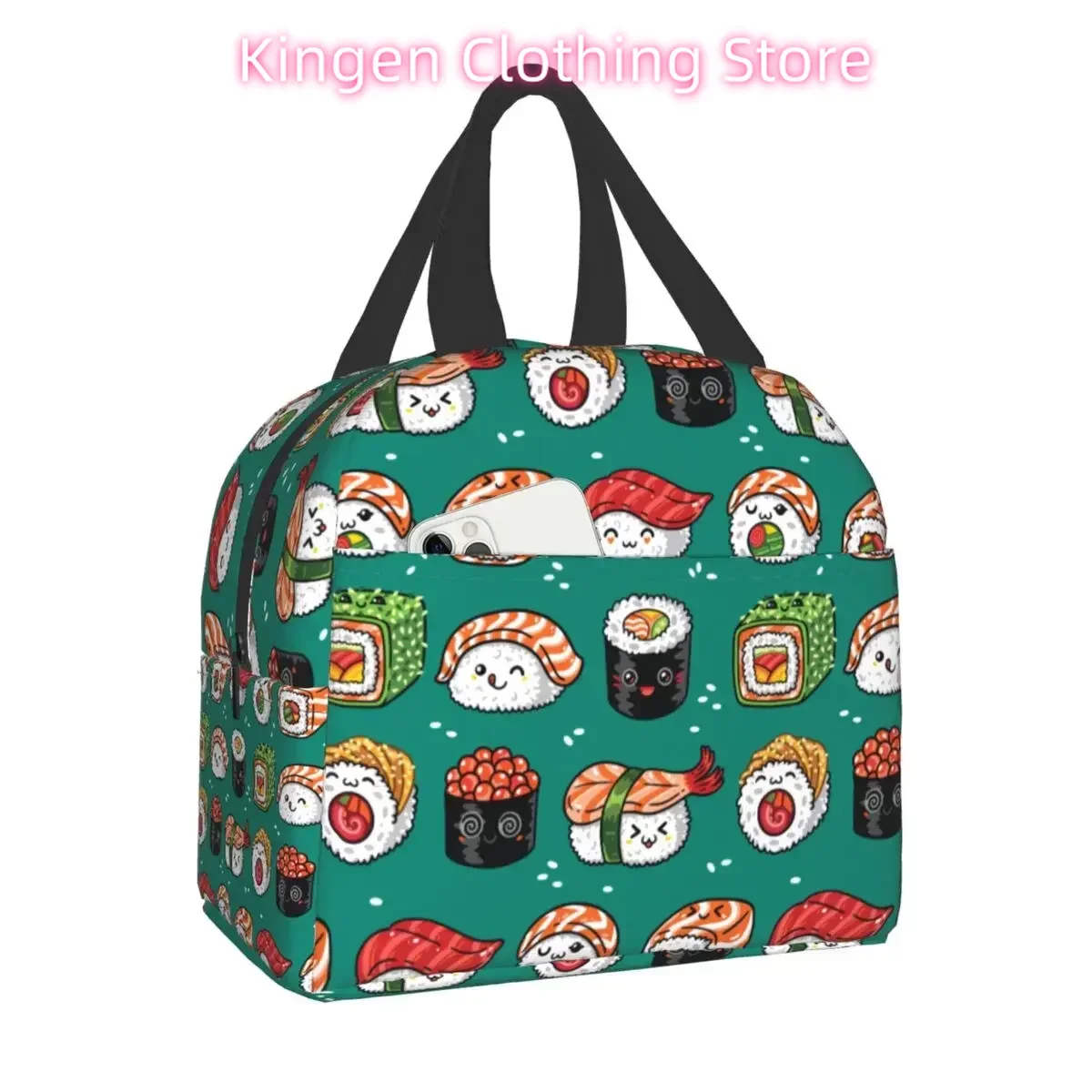 Kawaii Japan Sushi Lunch Box for Women Kids Multifunction Cartoon Japanese Food Thermal Cooler Insulated Lunch Bag Office Work