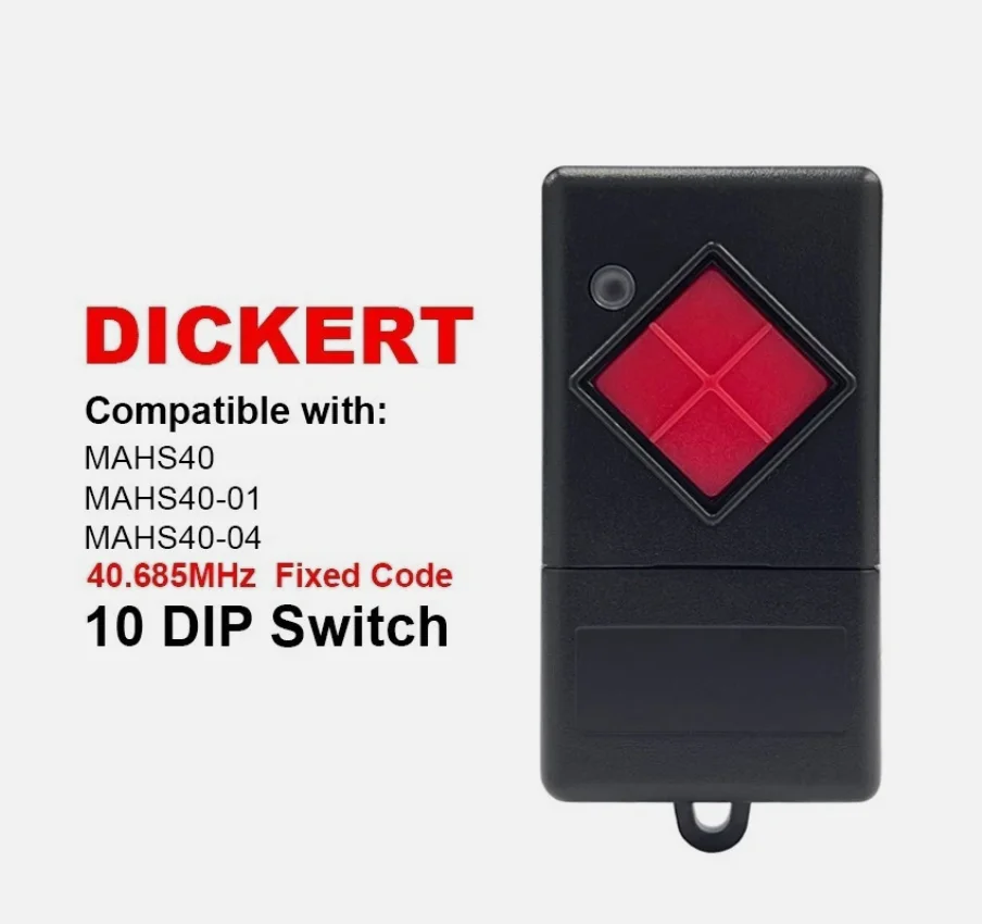 New Hand-held Transmitter DICKERT MAHS40-01 MAHS40-04 40.685 MHz Garage Door Remote Control Compatible For DICKERT Red Key 40MHz