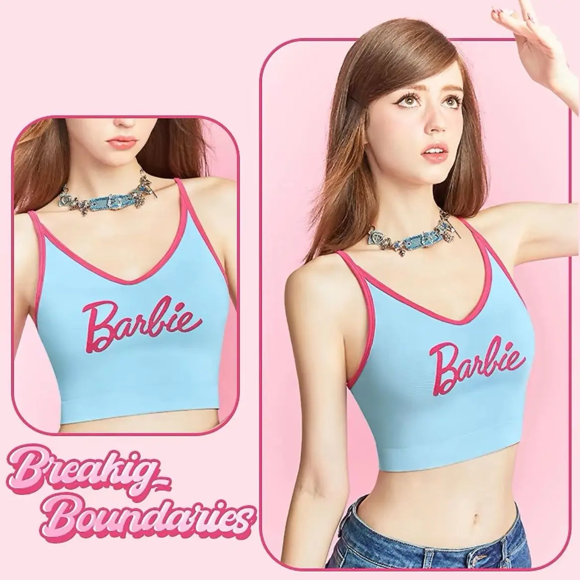 Short European and American Barbie sexy hottie suspender letter printed underwear vest for outer wear