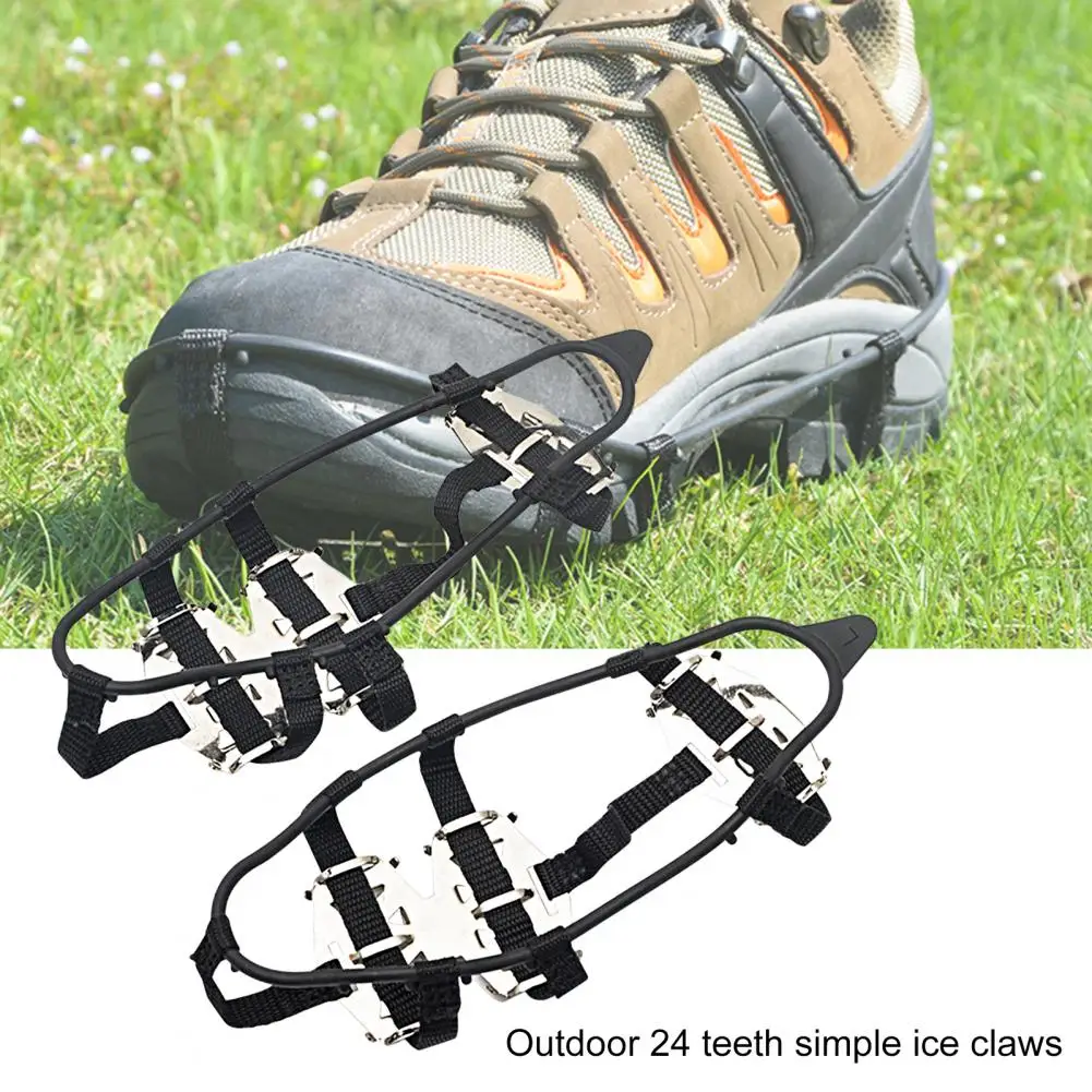 1 Pair 24 Tooth Crampons Thickened Low-Temperature Resistant Steel Teeth High Stability Crampons Traction Cleats for Outdoor