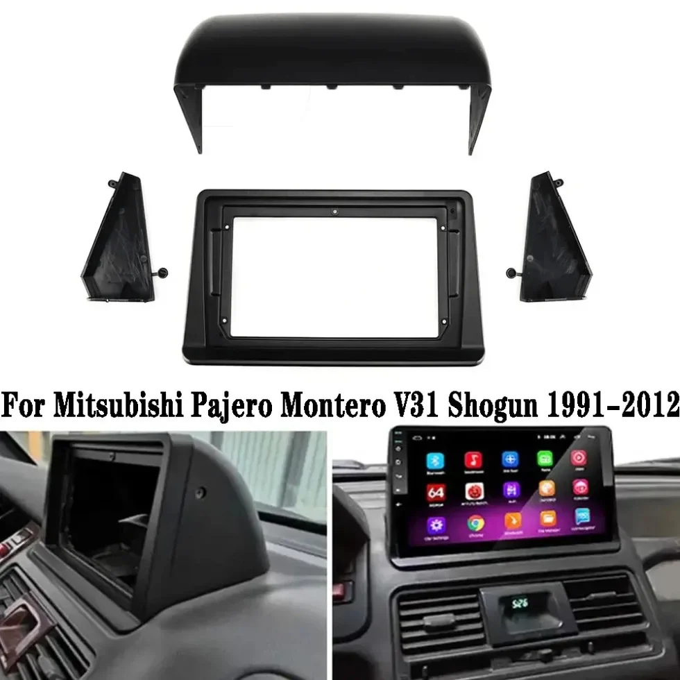 2 Din 9 inch Car Radio Fascia For Mitsubishi Pajero Montero V31 Cheetah Kingbox 1991 Stereo Frame Plate Adapter Navigation Panel