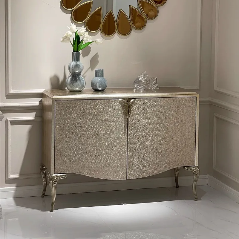 

American light luxury solid wood porch cabinet, front door storage shoe cabinet, modern living room advanced storage side cabine