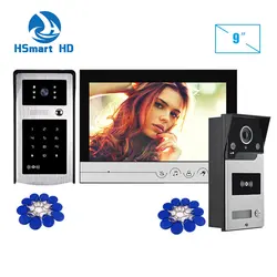 9inch Video Door Phone Intercom Doorbell With RFID HD IR LED Outdoor Waterproof Camera Inductive Card Video Door Phone System