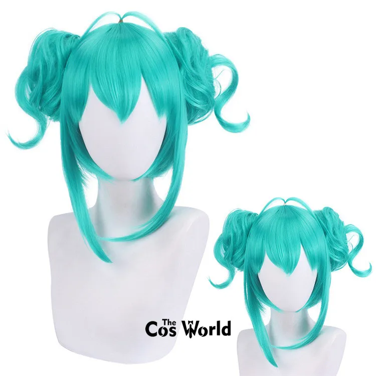 VOCALOID 미쿠 흰 토끼 토끼 50cm 긴 곱슬 할로윈 애니메이션 코스프레 가발 합성 머리 + 가발 모자