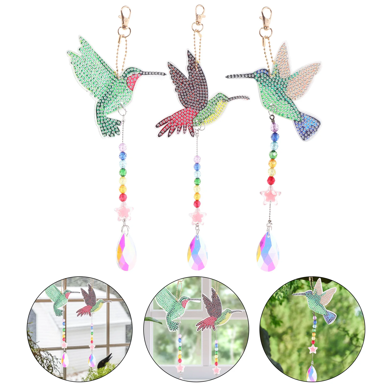 

1Set DIY Drawing Pendant Bird Suncatcher Set Artware Kit for Bedroom Bathroom Wall Hanging Outdoor Fence Garden Decorative