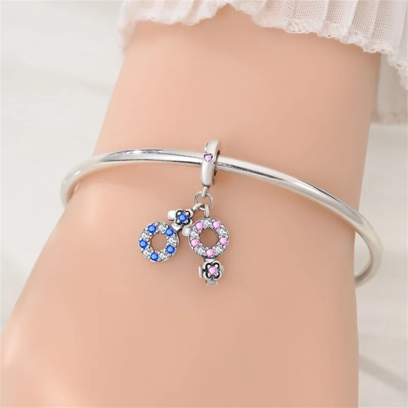 925 Sterling Silver Couple Symbol Charms Pendant For Women Fit Original Bracelet DIY Birthday Party Jewelry Gift