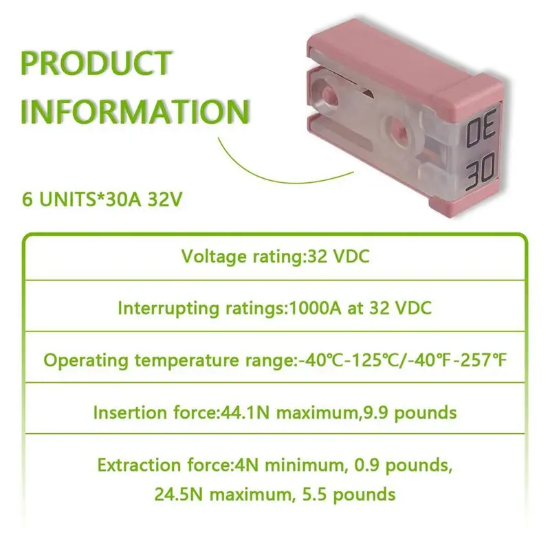 ABSJ-30A 32V Mini Slot Automotive MCASE Fuse Kit For Car Power And Brake Control, 12 Pack For Automotive Repair Workers