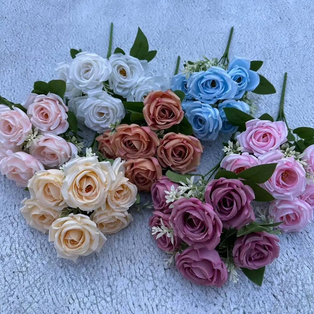 20PCS Bulk Handheld Small Head Roses Interior Decoration Artificial Flowers Fast Delivery