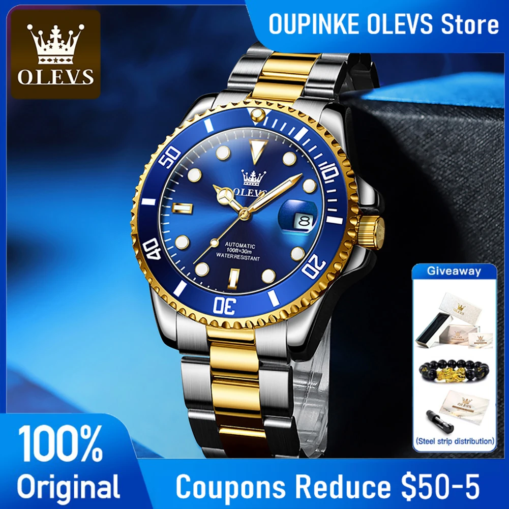 

OLEVS 6650 High Quality Original Luxury Automatic Mechanical Watch Stainless Steel Waterproof Date Sports Watches For Man Reloj