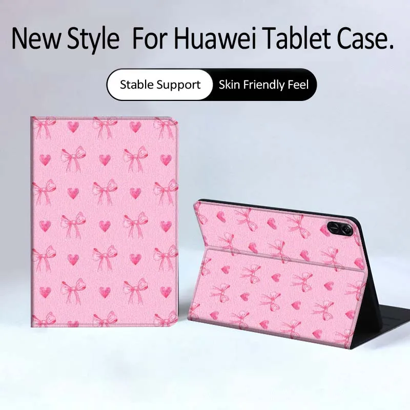 

Pink Cartoon Bow Heart Tablet Case For Huawei MatePad Pro Air 12 X Honor Pad 8 V8 9 13 GT GT2 3 12.6 13.3 Inch
