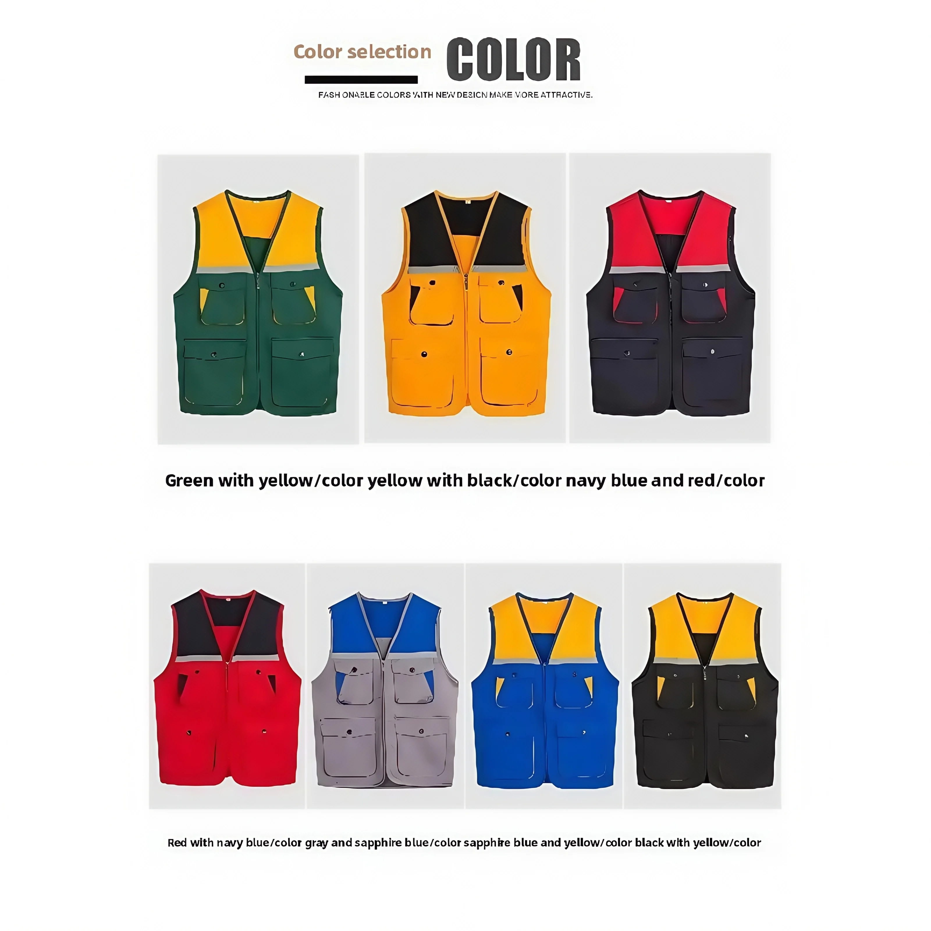 Men's Outdoor Multicolored multi-pocket Three-dimensional Thin Shoulder Pad Summer Lightweight Jacket V-Neck Workwear Vest
