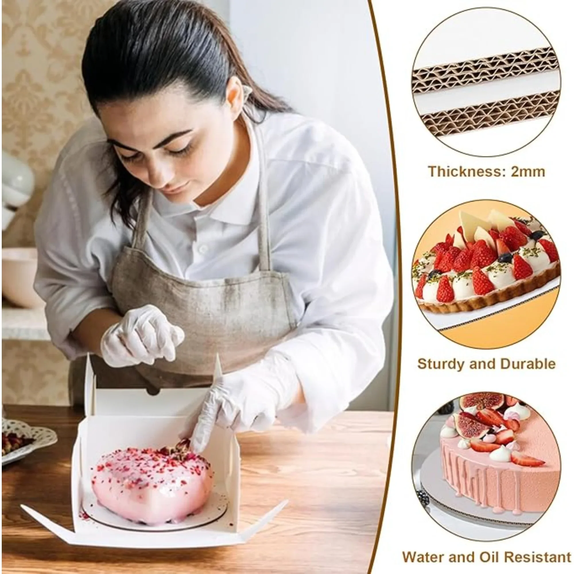 30pcs White Round Cake Board 6/8/10inch Disposable DIY Cake Pizza Mousse Cake Base Cardboard for Wedding Birthday Baking Tools