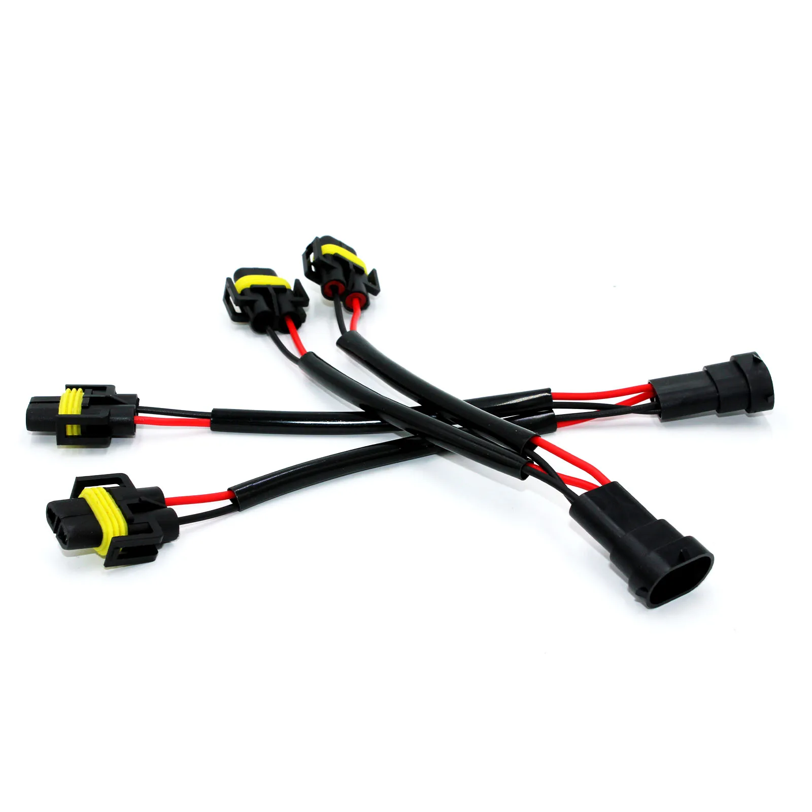 2Pcs H8 H9 H11 LED HID  Socket Adapter Cable One Male To Two Female Plug Conversion Wiring Harness Connector