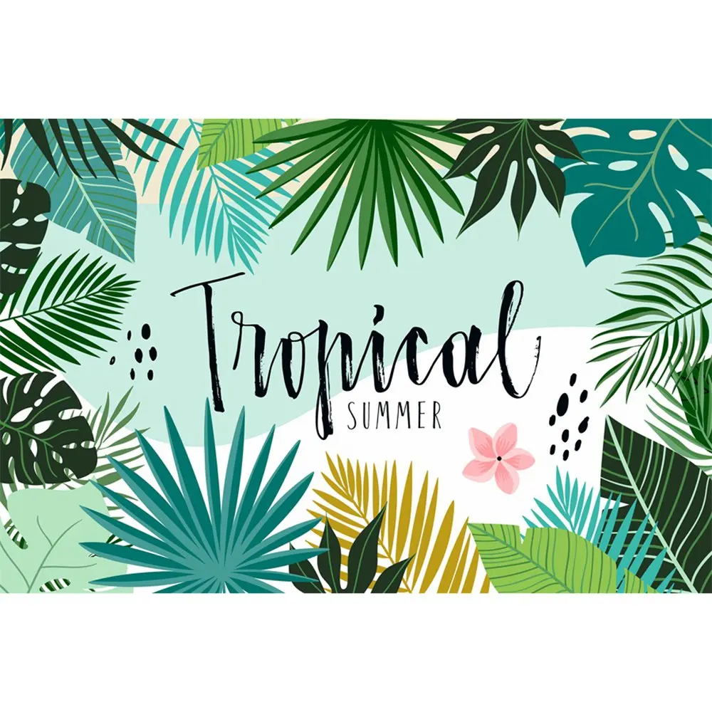 Flamingo Tropical Leaves Photography Backdrops Banner Custom Baby Holiday Party Decoration Photo Booth Photographic Backgrounds