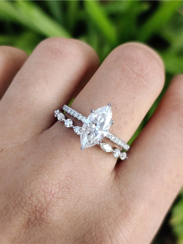 925 Sterling Silber Einfache Klassische 2 Karat Pferd Auge Zirkon Ring Für Frauen, Verlobung, Hochzeit Luxus Hohe Qualität Edlen schmuck
