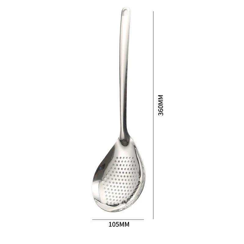 Colador de acero inoxidable, cuchara, utensilios de cocina, colador, cuchara, filtro, cuchara para alimentos, espumadera perforada, herramienta de cocina, 1 ud.