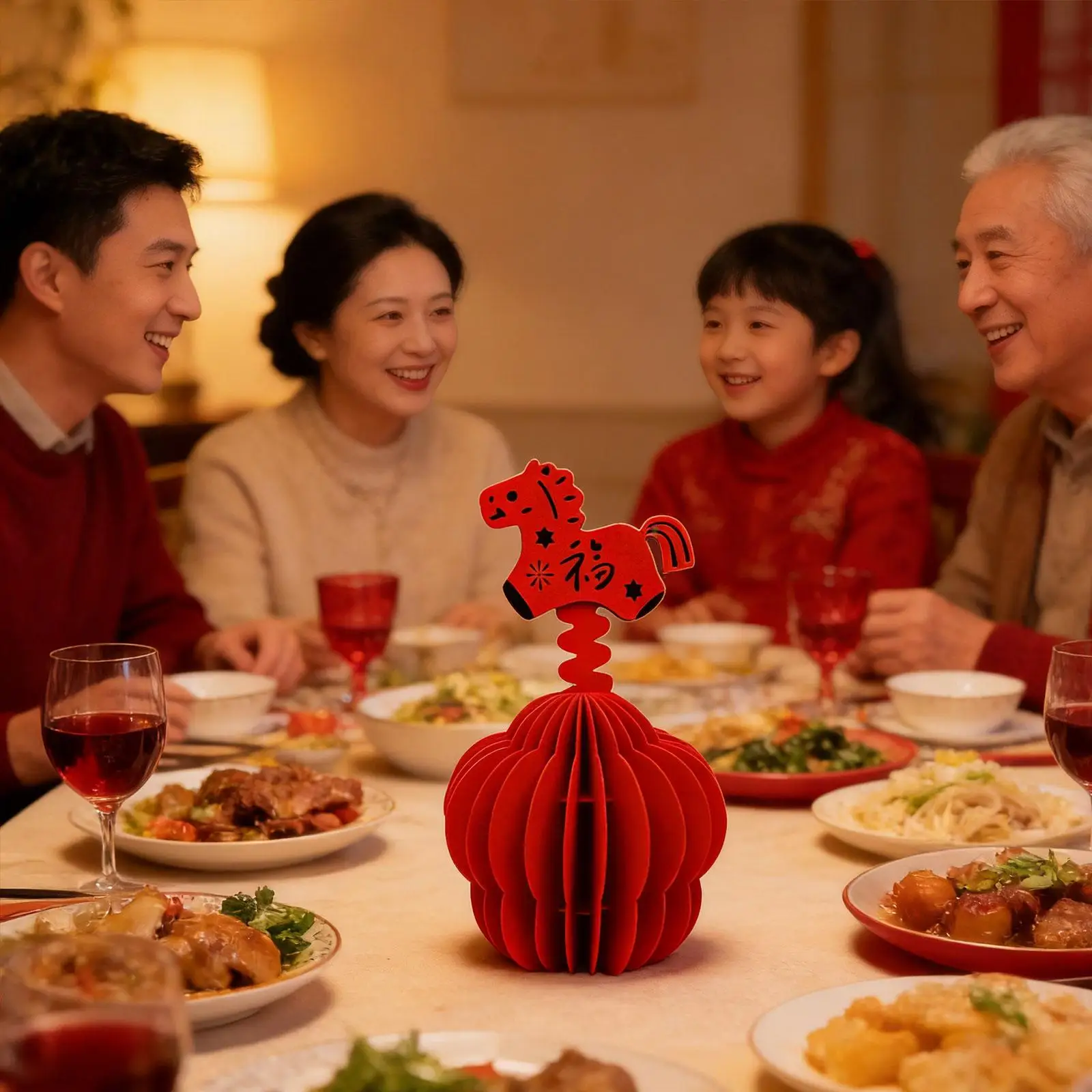 

Фигурки лошади из фетра, китайские новогодние тематические центральные украшения для стола для 2026 украшений для весеннего фестиваля