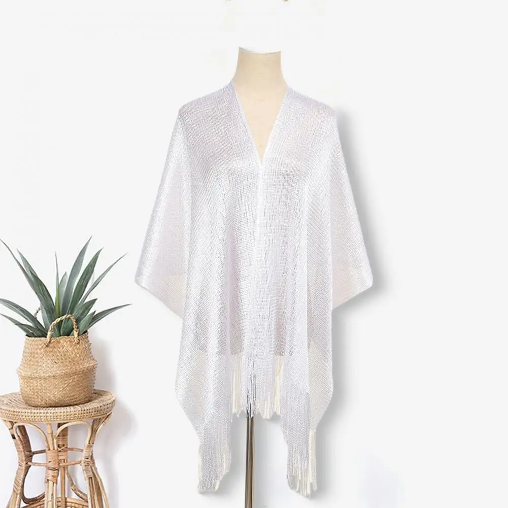 

Brightly Colored Shawl Elegant Glitter Gown Shawl with Tassel Trim for Women for Wear Weddings Parties Stylish Wrap Garment