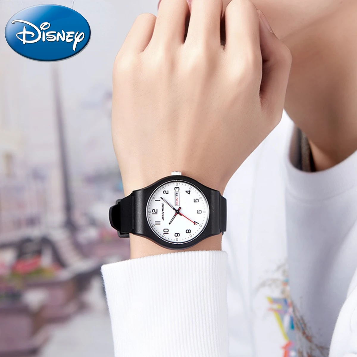 Disney Mickey Calendário Duplo Eletrônico Moda Quartz Watch Boy Impermeável Masculino Relógio Gift Box Relogio masculino