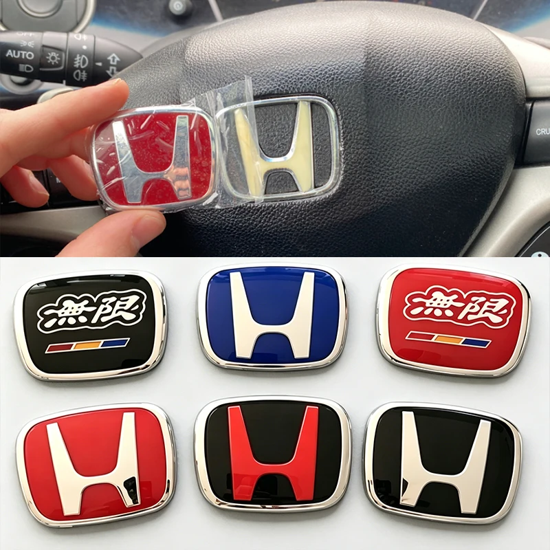 Emblema con Logotipo para Volante de Coche Honda, Adhesivo con Insignia H para Honda Civic, Accord, CR-V, Fit, HRV, Odyssey, Vezel, Accesorios Interiores para Automóvil